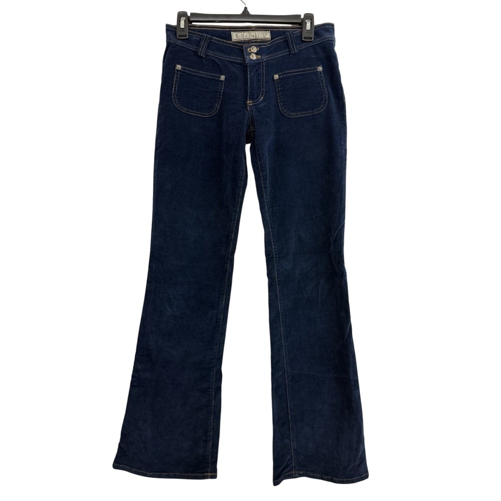 Vintage 90s‎ Y2K Bella Dahl Micro Corduroy Pants Jeans Sz 28 Blue Low Rise Flare